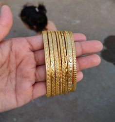 Set of Mix Gold Brass Bangles, 18K Gold Filled Bangle Bracelet, Stackable Bangle, Thin Gold Bangles, Designer Bangle Bracelet, Gift For Her Handmade Bangles Material:- Brass MUST READ....👇 5 stars is my shop's priority. So contact me before leaving any negative review. I am here only for my dear customers. it is poor Etsy manners to Leaving a negative review without conversation with your seller. If you are not satisfied with my jewelry, then please contact me, I will solve your problem. ❥ Cust Stackable Bangles, The Bangles, Bracelets Design, Brass Bangle, Handmade Bangles, Bangle Designs, Gold Brass, Gold Bangles, Bracelet Gift