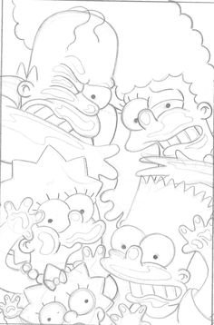 the simpsons family is depicted in this drawing