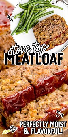 meatloaf with green beans and cranberry sauce is featured on the cover of stone top meatloaf