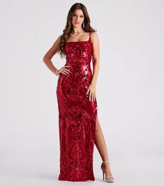 A stunning look for all your events including weddings, bridal showers, bridesmaids, bachelorette parties, and engagement shoots. Discover beautifully unique dresses and gowns for Prom 2023 including chiffon, glitter, sequin, satin, metallic, lace styles, and more. Accessorize with stiletto or block heels, purses and totes, necklaces and earrings, and shapewear. Special Occasion You'll be dripping in countless sparkling sequins in the Bethany formal dress destined to shine at rehearsal dinners, Damas Dresses, Black Tie Wedding Guests, Bachelorette Dress, Sequin Bridesmaid Dresses, Purple Bridesmaid Dresses, Long Red Dress, Red Bridesmaid Dresses, New Years Eve Dresses, Chic Bracelet