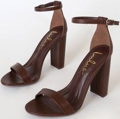 Prom Shoes Brown, Brown Heels Aesthetic, Heels Hoco, Dark Brown Heels, Grad Shoes, Hoco Shoes, High Hill Shoes, Club Vibes, Brown Block Heels