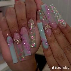 Nail Journey, Nails Design With Rhinestones, Acrylic Nails Coffin Pink, Nail Brush, Unique Acrylic Nails, Bling Acrylic Nails