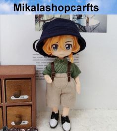 a doll is standing next to an old fashioned dresser with the caption mikkashoparts