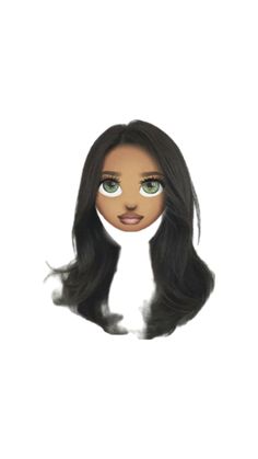 a doll with long black hair and green eyes is shown in front of a white background