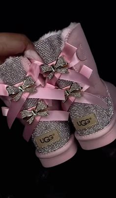 ugg boots/ glam boots/ boots aesthetic/ pink boots/ winter boots/ Cute Girly Shoes, Bedazzled Uggs, Pink Uggs Outfit, Ugg Glitter Boots, Pink Fluffy Boots, Bedazzled Ugg Boots, Uggs Pink Boots, Uggs Pink, Glitter Ugg Boots For Woman