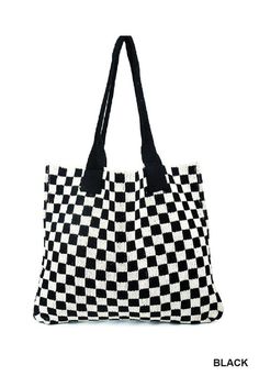 This checkered crochet knit bag in black combines fashion and versatility with its durable and comfortable material and spacious design. Constructed with a lightweight aesthetic, it features a tote bag handle and measures 16.34" in height, 14.37" in width, and 1.18" in depth. Perfect for commuting or casual outings. Pastel Checkered, Shoulder Bag Aesthetic, Crochet Beach Bags, Knit Bag, Knitting Tote Bag, Checkered Design, Beach Tote Bag, Bag Aesthetic, Hippie Bags