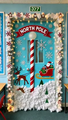 Northpole Christmas Door Decorations, White Christmas Cubicle Decorations, Door Decorations Christmas School, Christmas Door Decorations Winter Wonderland, Nutcracker Door Decor, Over The Top Christmas Door Decorations, Construction Christmas Decorations, 3d Christmas Door Decoration, 3d Door Decorations Christmas