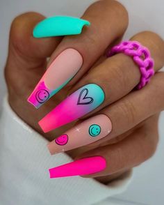 28 Vibrant Nails for Summer 2024: Dazzle with Trends & Colors! Ballerina Nails Shape, Unghie Sfumate, Sassy Nails, Colorful Nails, Vibrant Nails, Ballerina Nails, Trendy Nail Art, Neon Nails, Fancy Nails