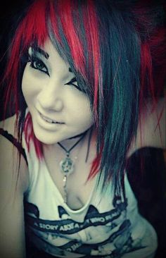 Red and blue :-) Red Hair Girl Aesthetic, Red Hair Girl, Pretty Rainbow, Rainbow Hair Color, Fabulous Hair, Punk Hair, Colorful Hair