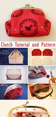 the instructions for how to make a clutch purse with zipper closures and linings