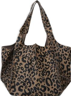 a brown and black leopard print bag on a white background