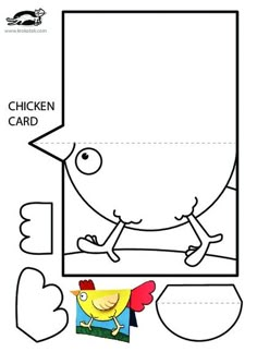 the chicken card is cut out and ready to be colored