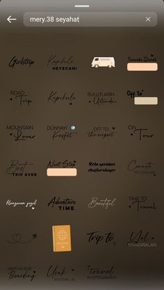 an iphone screen with many different types of writing on it