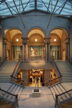 the inside of a building with many stairs