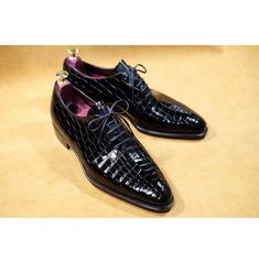 Handmade Mens Black Oxfords Dress Shoes, Black Crocodile Patterned Shoes Mark Williams, Shoes Oxford, Wingtip Shoes, Leather Formal Shoes, Custom Made Shoes, Pattern Shoes, Handmade Boot, Monk Strap Shoes, Suede Leather Shoes