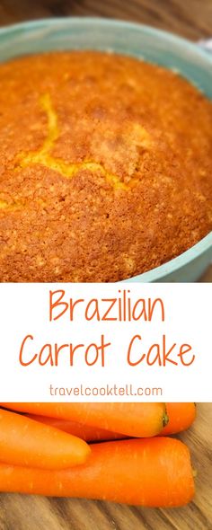 a close up of a carrot cake on a table with carrots in the foreground