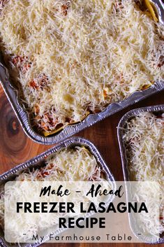 homemade freezer lasagna recipe with cheese on top