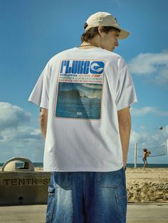 This is a modern and casual t-shirt by FLUKE that is made out of high quality and sturdy fabric. With unique design detail and trendy mood, you can style it for your casual and young daily outfit.- Tentar and tumble washed item- Bio washed cotton 100% fabric- Digital graphic print- Oversized silhouette Mens Clothing Styles Beach, Modern Tshirt Design Ideas, 90s Surf Fashion, Surfer Vibes Outfit, 80s Beach Fashion, Skate Style Mens, Tee Shirt Product Photography, Men’s Graphic Tees, Beach Guy Aesthetic