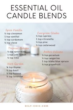 an info sheet describing essential oils for candle blends and how to use them in your home