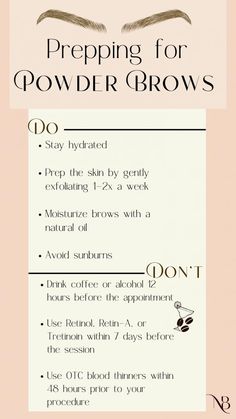 Your brows will only be as good as your prep work and after care! Follow a few of these dos & don'ts for the best powder/ombre brow results. Read more on the website! Microblading Healing Process, Medical Spa Marketing, Ombre Brows, Esthetician Inspiration, Ombre Eyebrows, Beauty Treatments Skin Care, Brow Studio, Brow Care