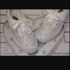 Custom Wedding "I Do" Bling Out Vans. Please Dm After Purchasing To Discuss Custom Colors If Needed. Made To Order, Please Allow 2 Weeks To Ship. Perfect For Any Special Occasion. More Color Crystals Available. Wedding Tennis Shoes Brides Vans, Vans Wedding Shoes The Bride Comfortable, Tiffany Blue Wedding Sneakers, Vans Wedding Shoes The Bride Simple, White Sparkly Vans, White Lace Wedding Vans, Bling Shoes Vans, White Sparkling Wedding Shoes For Formal Occasions, Formal Sparkling White Wedding Shoes