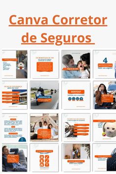 an orange and white brochure with images of people