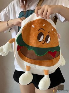 BirdinBag - Bolso bandolera de gran capacidad con diseño de hamburguesa de dibujos animados Circle Bag, Brown Bag, Word Wrap, Brown Bags, Polyester Material, Bags Shoulder, Bag Lady, Size Medium, Shoulder Bag