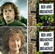 four different pictures of the same person in bed and breakfast, one with his eyes closed