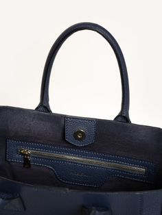 The Elena Medio - Navy - Tumbled Leather - M.Gemi Luxury Satchel Tote For On-the-go, Everyday Weekender Bag With Top Handle And Adjustable Strap, Versatile Tote Satchel For On-the-go, Luxury Medium Shoulder Bag For On-the-go, Medium Bags With Handle Drop For Daily Use, Chic Tote Laptop Bag For On-the-go, Luxury Laptop Bag With Adjustable Strap For On-the-go, Chic Laptop Tote Bag With Leather Handles, Everyday Laptop Bag With Adjustable Strap And Double Handle