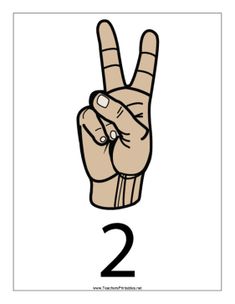 the number two is written in black and white, with an image of a hand holding up