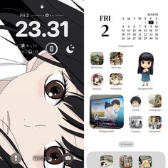 an anime character is looking at the calendar on her phone screen, and it's time