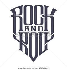 the rock and roll logo is shown in black on a white background with an inscription that reads