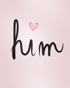 the word hum written in cursive writing on a pink background with a heart