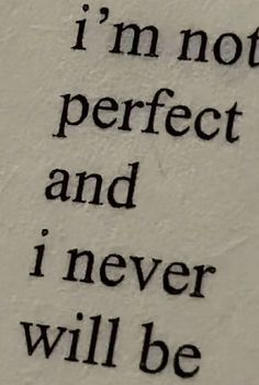 the words i'm not perfect and i never will be