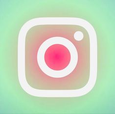 the instagram logo is pink and white on a green background with light blue circles