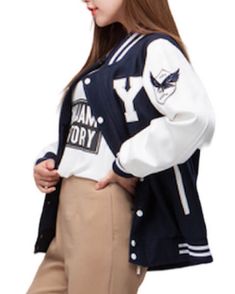 Yonsei University Blue Baseball Jacket One of the top universities in South Korea, Yonsei University, is close to the hearts of many. Known not only as a prestigious institute that excels in academics but also as a place that K-pop and K-drama fans associate positively. With famous group performances like that of Twice, IVE, and Aespa, and k-dramas like True Beauty, Reply 1994, and Cheer Up, their popularity among foreign individuals has skyrocketed. Introducing the Yonsei University varsity jac White Long Sleeve Outerwear For Campus, Blue College Style Outerwear For School, Collegiate Long Sleeve Outerwear For College, Collegiate Outerwear For School In Fall, Collegiate Winter Outerwear For School, Sporty Navy Outerwear For School, Collegiate Long Sleeve Varsity Jacket For Campus, School Spirit Outerwear For Streetwear In Fall, School Spirit Outerwear For Fall Streetwear