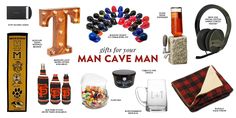 many items are arranged in the shape of a man's personalized gift box