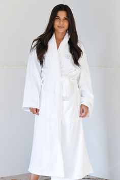 "Longer and slimmer fit. Sturdy stitches. Really absorbent soft cotton. Comparing to other bathrobes, it's much softer and longer. Very thick terry cloth material. Pink is pretty pastel tone. Excellent strong deep stitches. It is better than any of the robes from name brands I bought. Would recommend this to anyone." ⭐⭐⭐⭐⭐ - Kim Y. Verified Buyer✔️ ARE YOU LOOKING FOR A LUXURIOUS SPA ROBE, THAT DRIES WITHIN SECONDS AND WON'T SHED OR PILL? The Velvetica™ Luxury Turkish Cotton Bathrobe is thick, v Long Sleeve Cotton Robe For Spa, Long Sleeve Cotton Spa Robe, Cotton Long Sleeve Robe For Spa, Long Sleeve Cotton Robe For Wellness, Cozy White Robe For Relaxation, White Cozy Sleep Robe, Cozy White Sleep Robe, White Cotton Relaxed Fit Robe, White Long Sleeve Robe For Loungewear