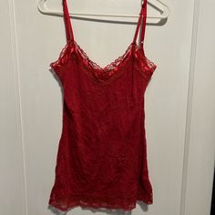 New Without Tags. Never Worn Material Is A Crinkled Polyester Very Light Weight Satin/Lace Trim Adjustable Straps Side Slits Large Red Sleeveless Satin Camisole, Red Satin Camisole, Fitted Red Camisole With Lace Trim, Red Lace Trim Sleeveless Camisole, Red Camisole With Spaghetti Straps For Night Out, Red Camisole With Built-in Bra For Night Out, Red Spaghetti Strap Camisole For Night Out, Green Vanity, Visual Archive