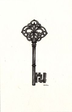 an old key is shown on a white background