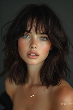 Shaggy Lob with Bangs for Round Faces - Puqqu Lob With Bangs, Haircuts For Medium Length Hair, Bangs For Round Face, How To Style Bangs, Beachy Waves, Long Hair With Bangs, Chic Hairstyles