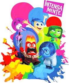 an image of some cartoon characters with paint splattered on them and the words intensa mente