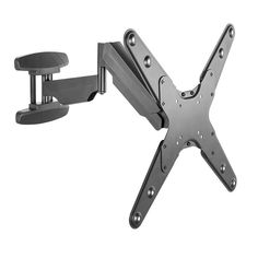 a large metal tv wall mount with two arm rests on the back of it's stand