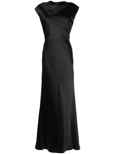 black satin finish cowl neck rear zip fastening sleeveless maxi flared hem Black Satin Fabric, Black Long Dress, Maxi Dress Black, Fantasy Gowns, Column Dress, Bridesmaids Dress, Long Black Dress, Sleeveless Maxi Dress, Black Maxi Dress