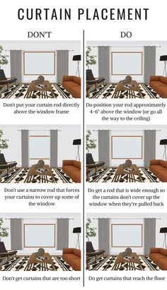 four different types of furniture in the same room, with text describing how to use them