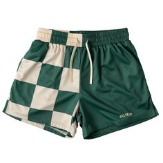 MUAY THAI SHORTS (MID THIGH CUT) CHECKER - GREEN / CREAM Wax Tips, Kill Crew, Muay Thai Shorts, Warm Weather Outfits, Green Cream, Muay Thai, Lookbook Outfits, Waist Band, Workout Shorts