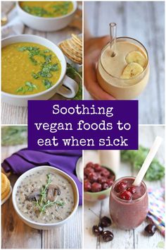 If a cold or flu bug hits youtake care of yourself with these vegan foods to eat when sickLoad up on liquidssoothing soupsand soft foods. Vegan Food For When Youre Sick, Vegan Recipes When Sick, Vegetarian Sick Food, Food To Eat After Being Sick, Soft Food For Sore Throat, Soft Vegan Food, Foods For Sore Throat, Foods To Eat When Sick