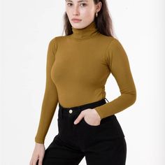 Los Angeles Apparel Cropped Cotton Spandex Garment Dye Turtleneck Brass Xs Beige Stretch Tops In Elastane, Beige Stretch Elastane Tops, Stretch Beige Tops In Elastane, Ribbed Halter Top, Los Angeles Apparel, La Outfits, Turtle Neck Crop Top, Graphic Crop Top, Pink Wrap