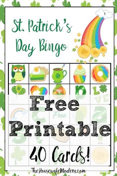 the st patrick's day bingo game with free printables for 40 cards