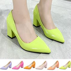 Great Shopping Ladies Anti-Slip Pointed Toe Dress Shoes Casual Fashion Slip On Heels Work, Womens Shoes Orange Barbie, Slip On Heels, Heels Dress, Women Heels, Female Style, Point Shoes, Pointed Toe Shoes, Pump Dress, Shoes Pumps